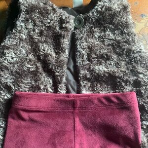 Bundle of Pretty faux fur vest fully line for toddler w/ velvet feel pants